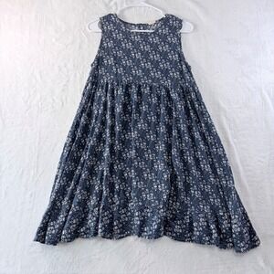 M.L.‎ Kids Dress Sleeveless Floral Print Blue White Ruffle Hem Size 14